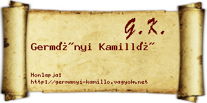 Germányi Kamilló névjegykártya